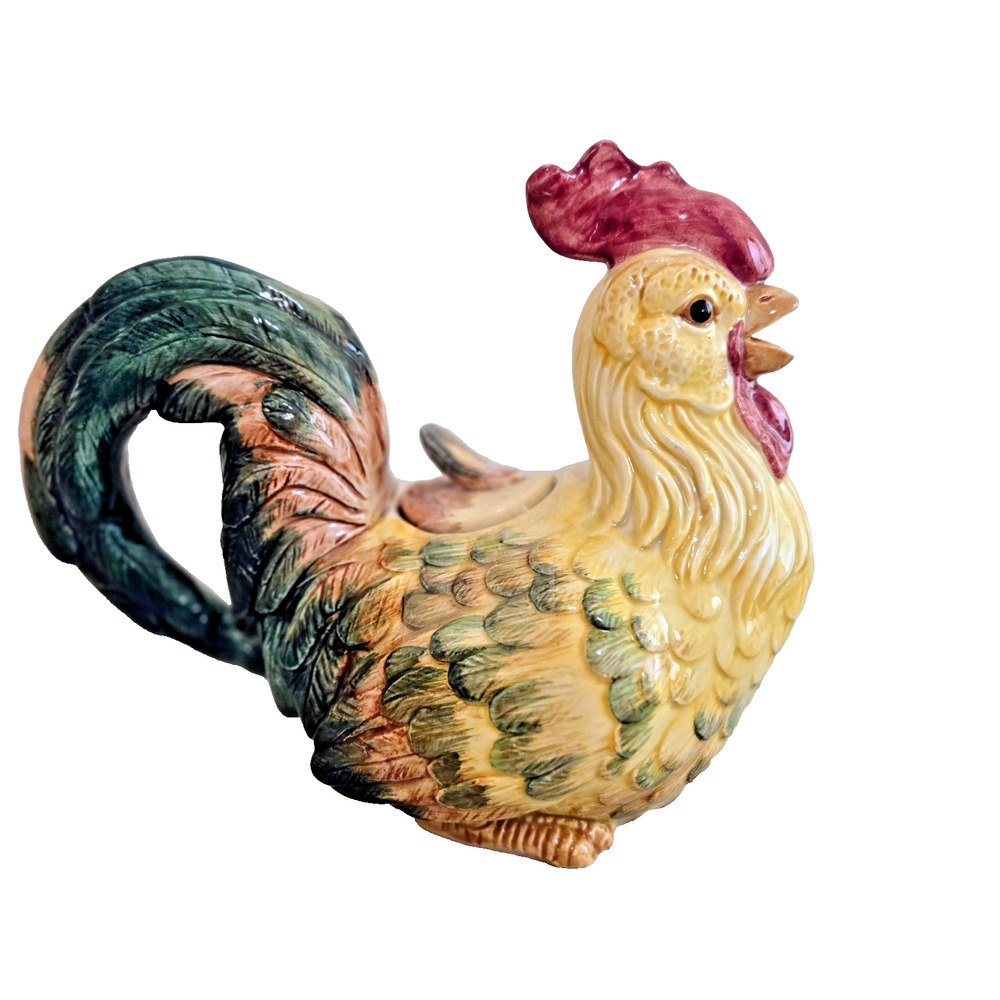 Vintage 1986 FITZ & FLOYD Coq du Village ROOSTER Teapot - Picture 3 of 12